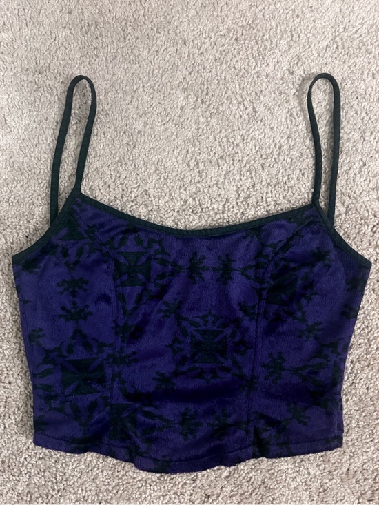 Lip Service Tops - Iron Cross Velvet Fur Lip Service Summer cropped corset tank top